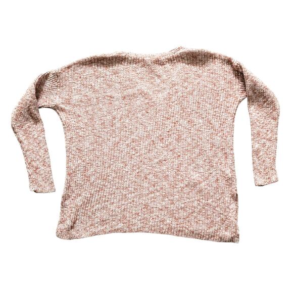 Loft Ribbed V-Neck Heathered Red Brick Tunic Sweater Women Sz M - Picture 3 of 6